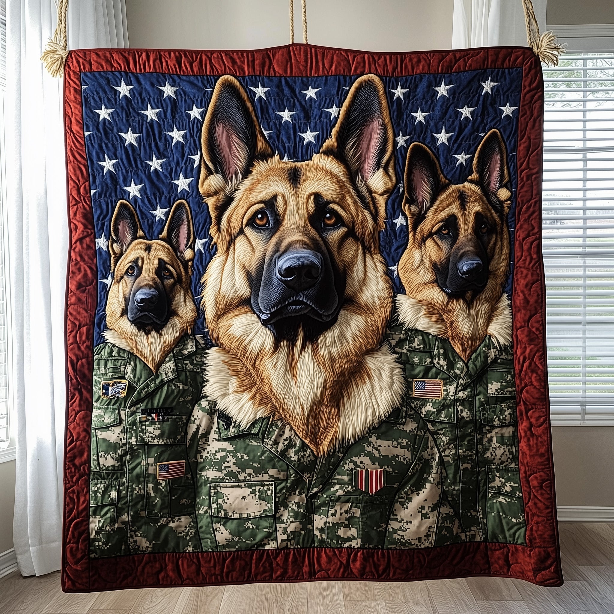 German Shepherd Quilted Blanket Nice Throw BlanketDog Related Gifts Christmas 