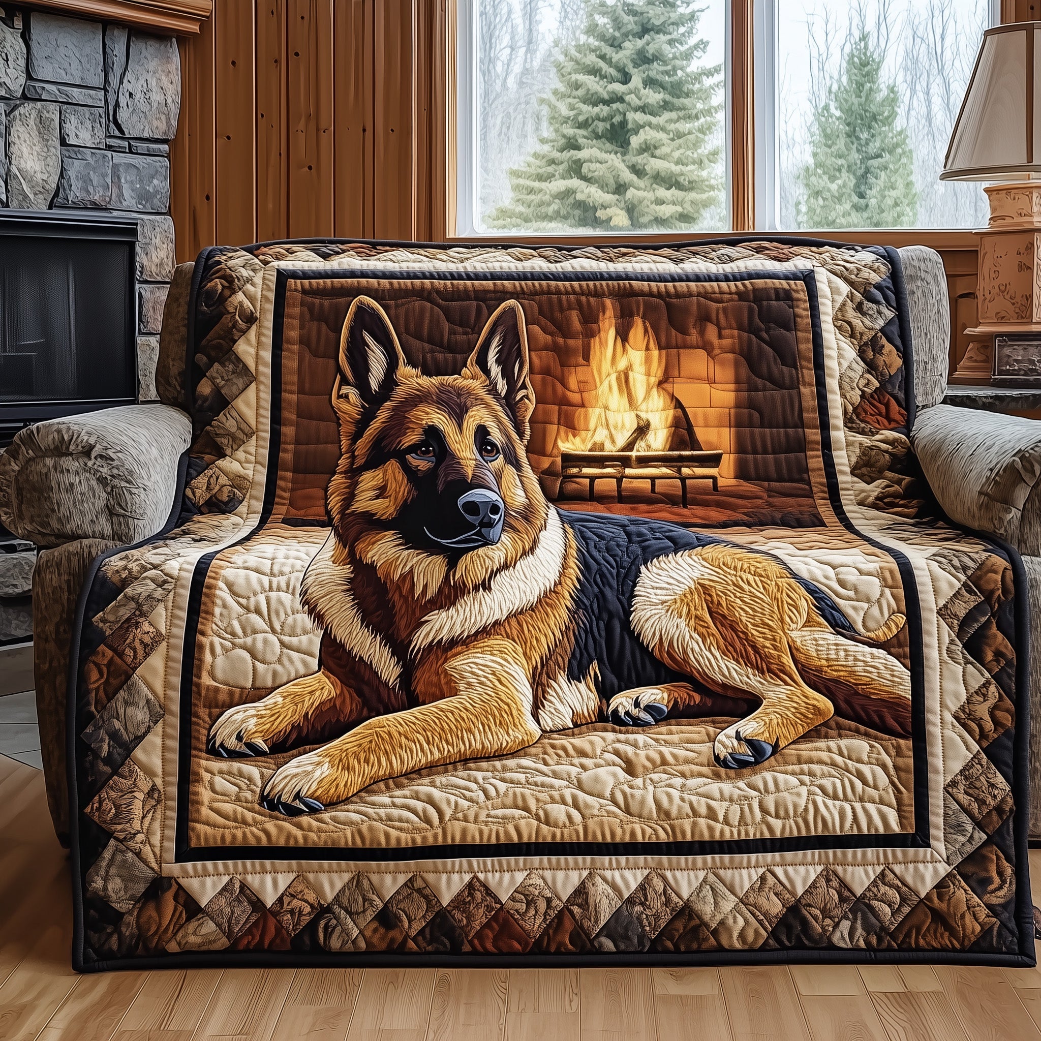 German Shepherd Quilted Blanket Nice Throw BlanketFunny Dog Gifts For Owners