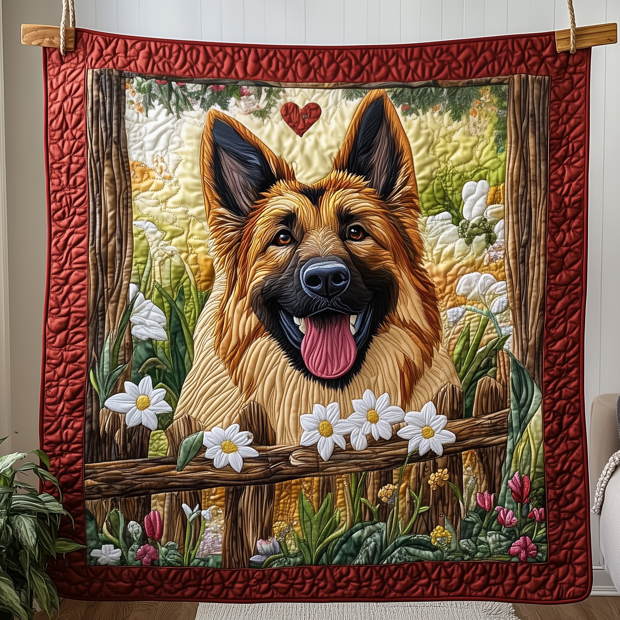 German Shepherd Quilted Blanket Nice Throw BlanketFunny Dog Owner Presents