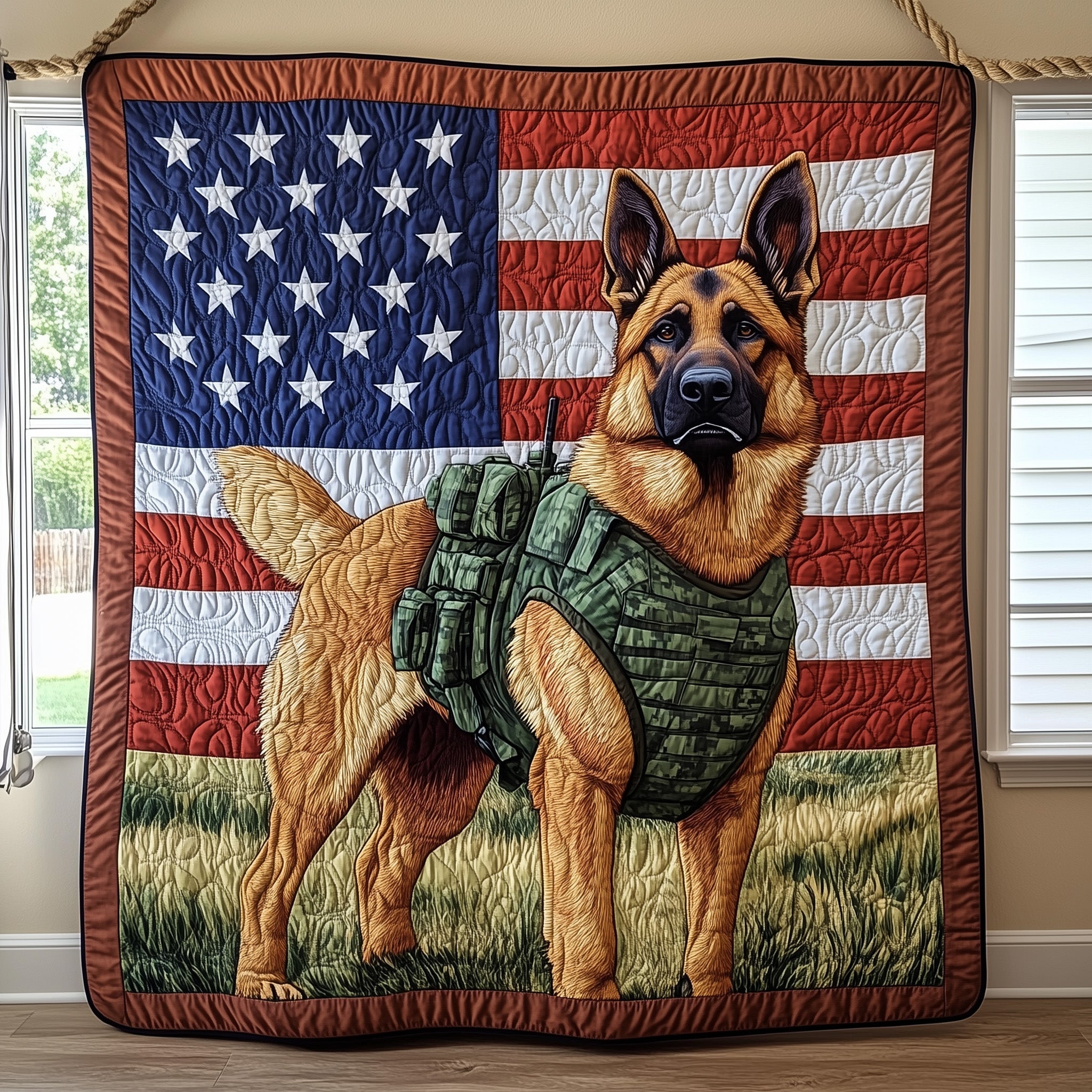 German Shepherd Quilted Blanket Nice Throw BlanketFunny Gift For Dog Owner
