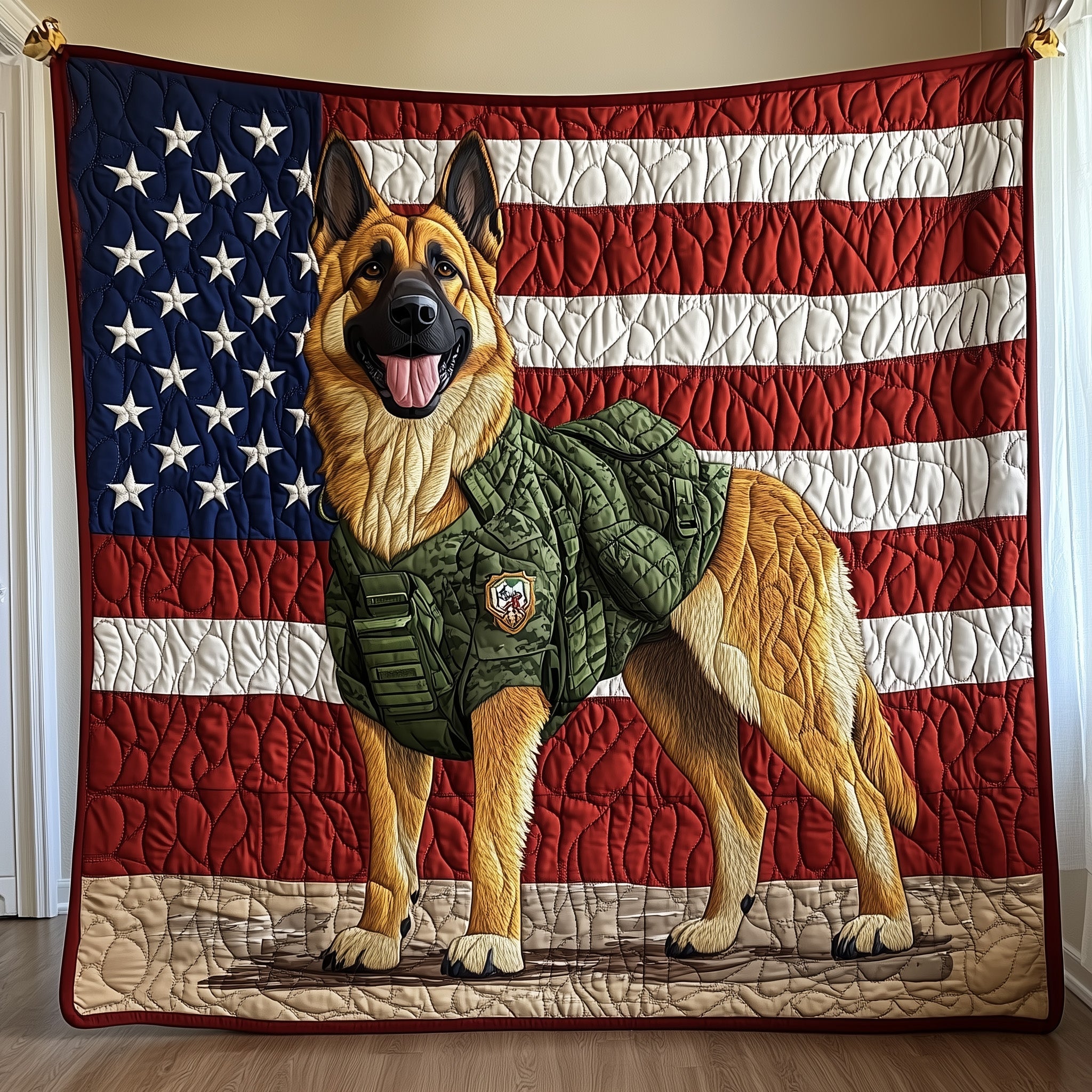 German Shepherd Quilted Blanket Nice Throw BlanketFunny Presents For Dog Owners