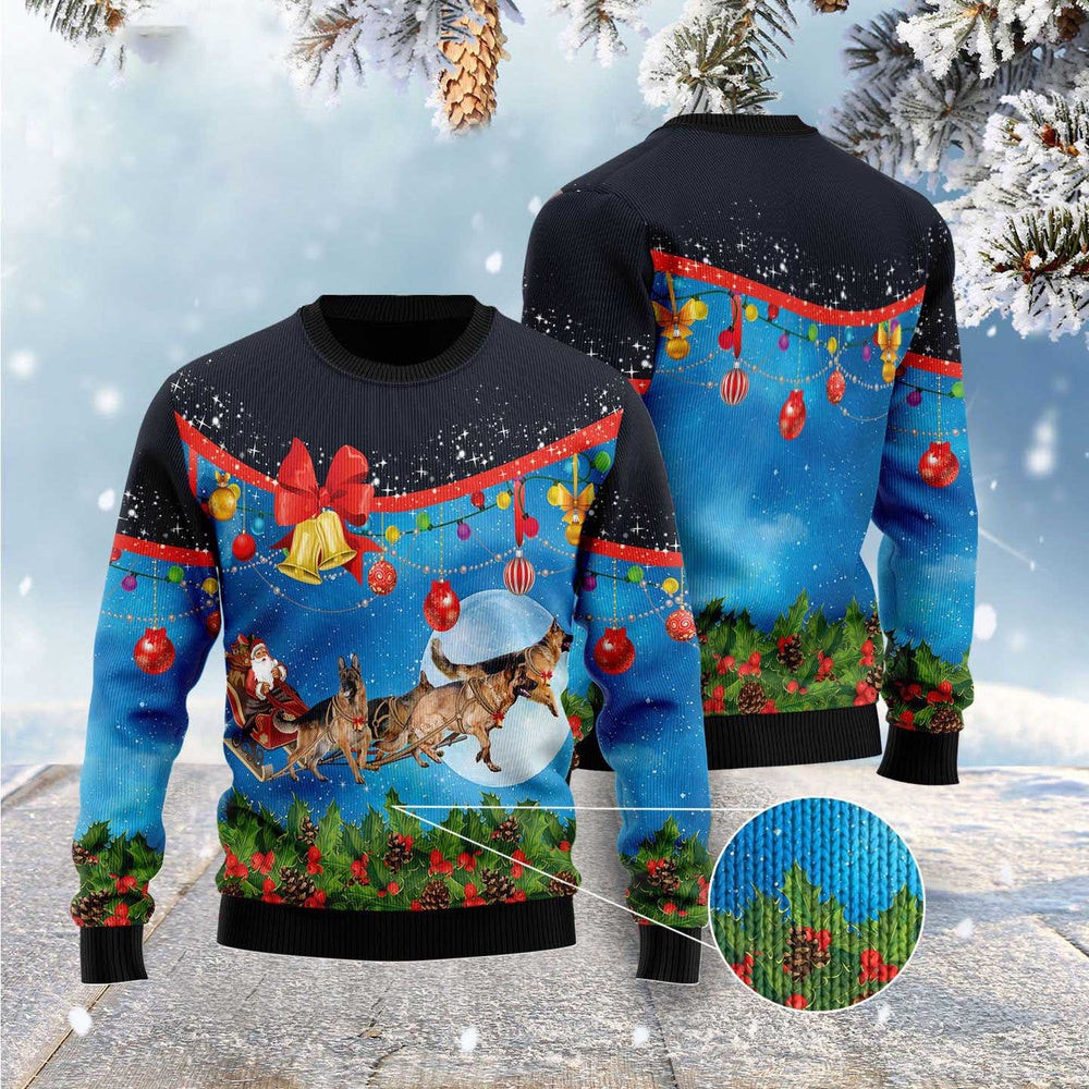 German Shepherd Sleigh Ugly Christmas Sweater Funny Ugly Christmas Sweater Xmas Gifts