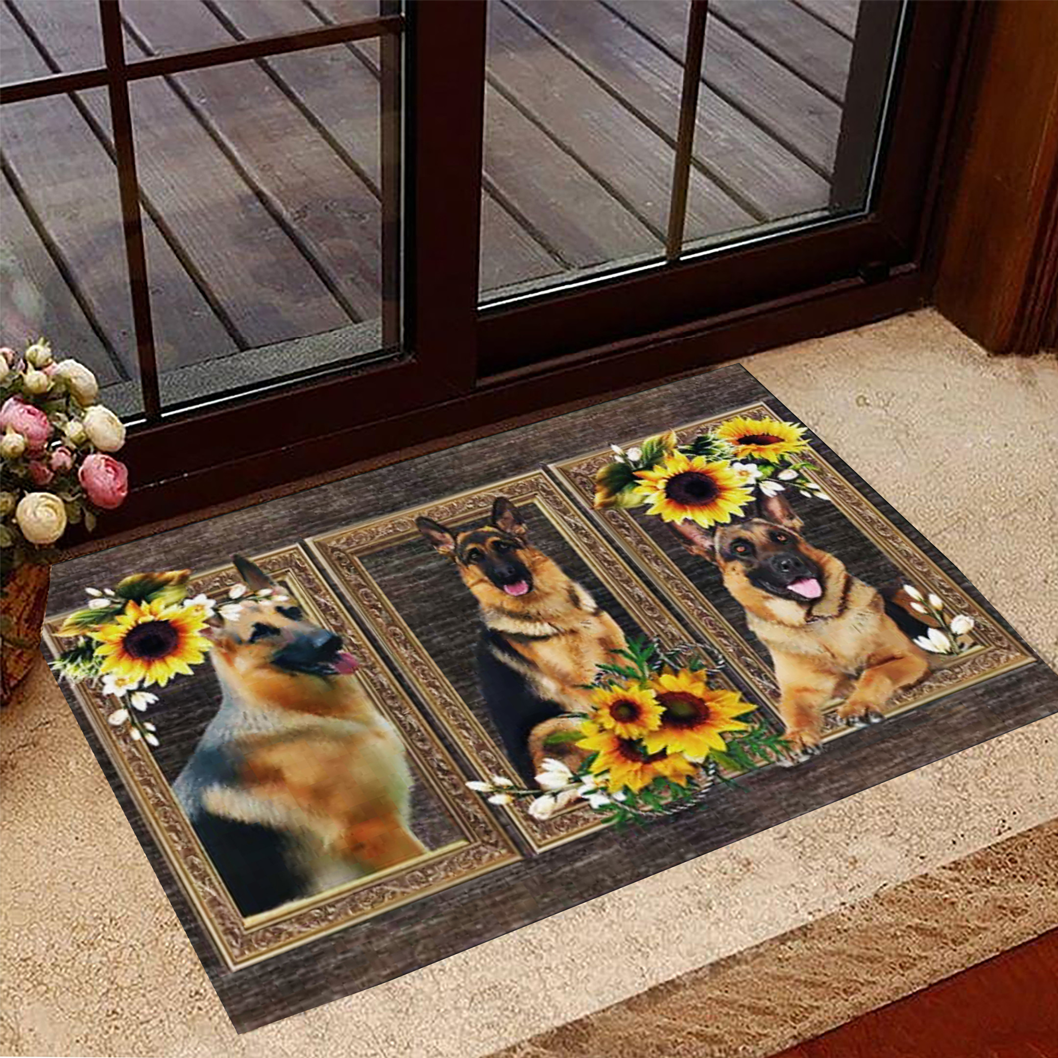 German Shepherd Sunflowers Doormat Dog Lovers German Shepherd Merchandise Gifts