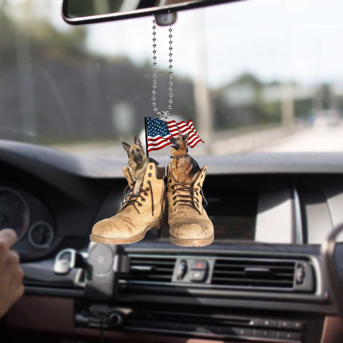 German Shepherd Veteran Shoes Rear View Mirror Ornament Car Hanging Ornament Gift For Vet