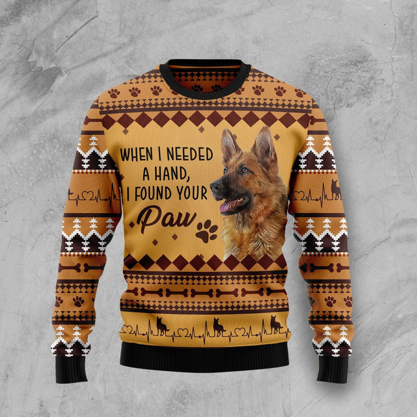German Shepherd When Need Hand Ugly Christmas Sweater