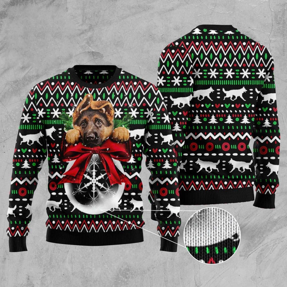 German Shepherd Xmas Ball Ugly Christmas Sweater Funny Ugly Christmas Sweater Xmas Gifts