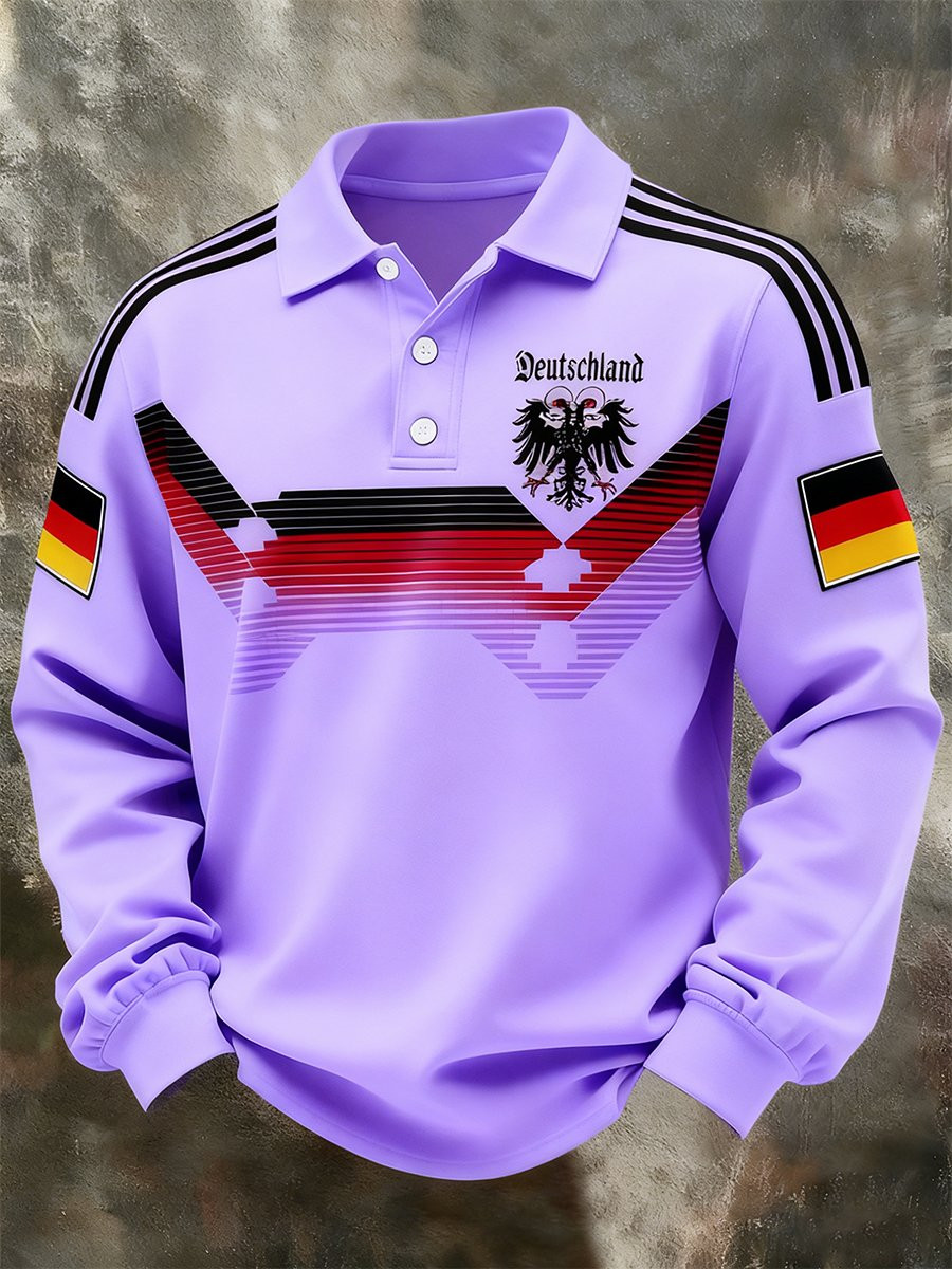 German World Cup 2026 Long Sleeve Polo Shirt Germany National Football Team Apparel Purple
