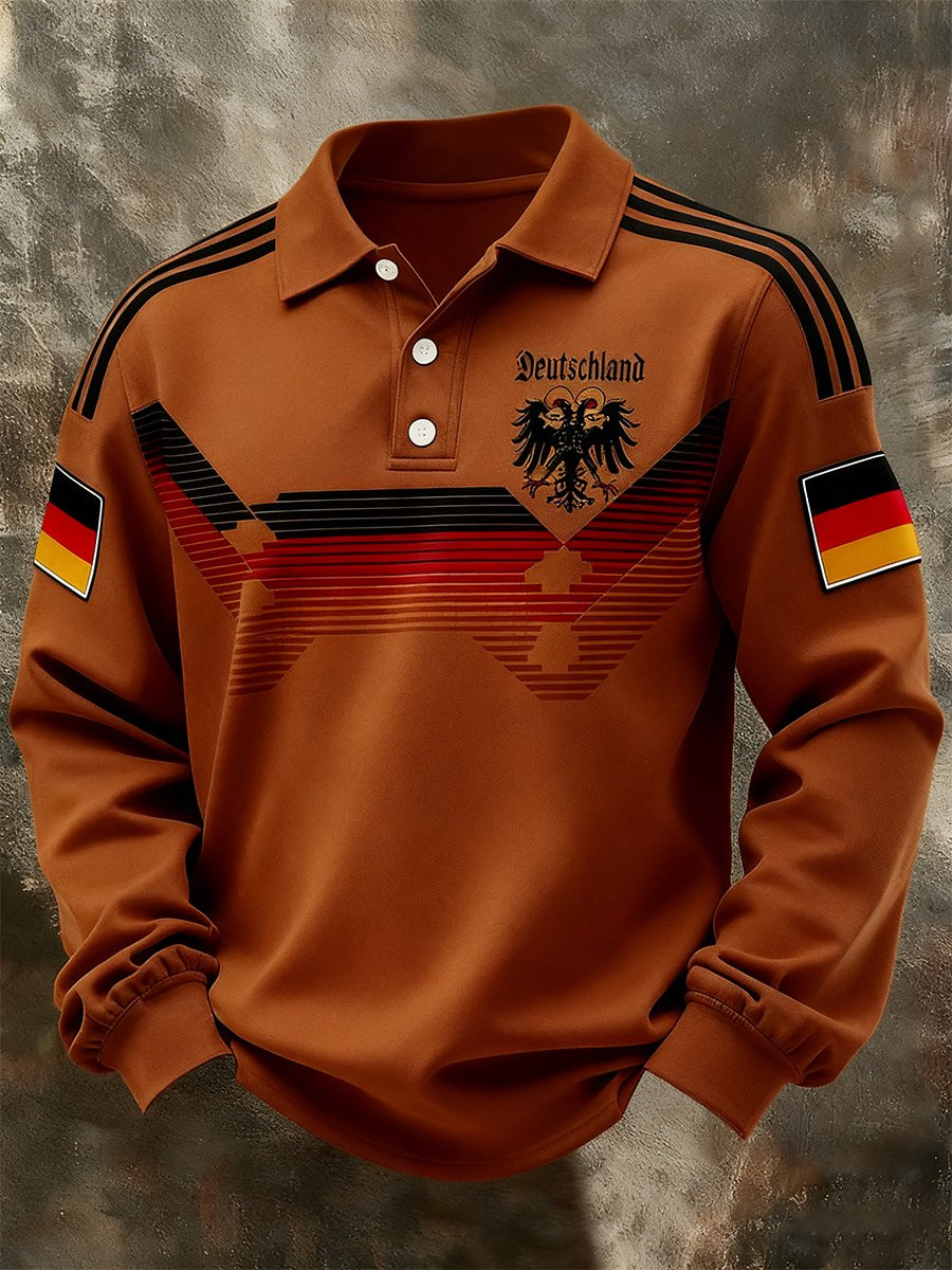German World Cup 2026 Long Sleeve Polo Shirt Germany National Football Team Merch Men's