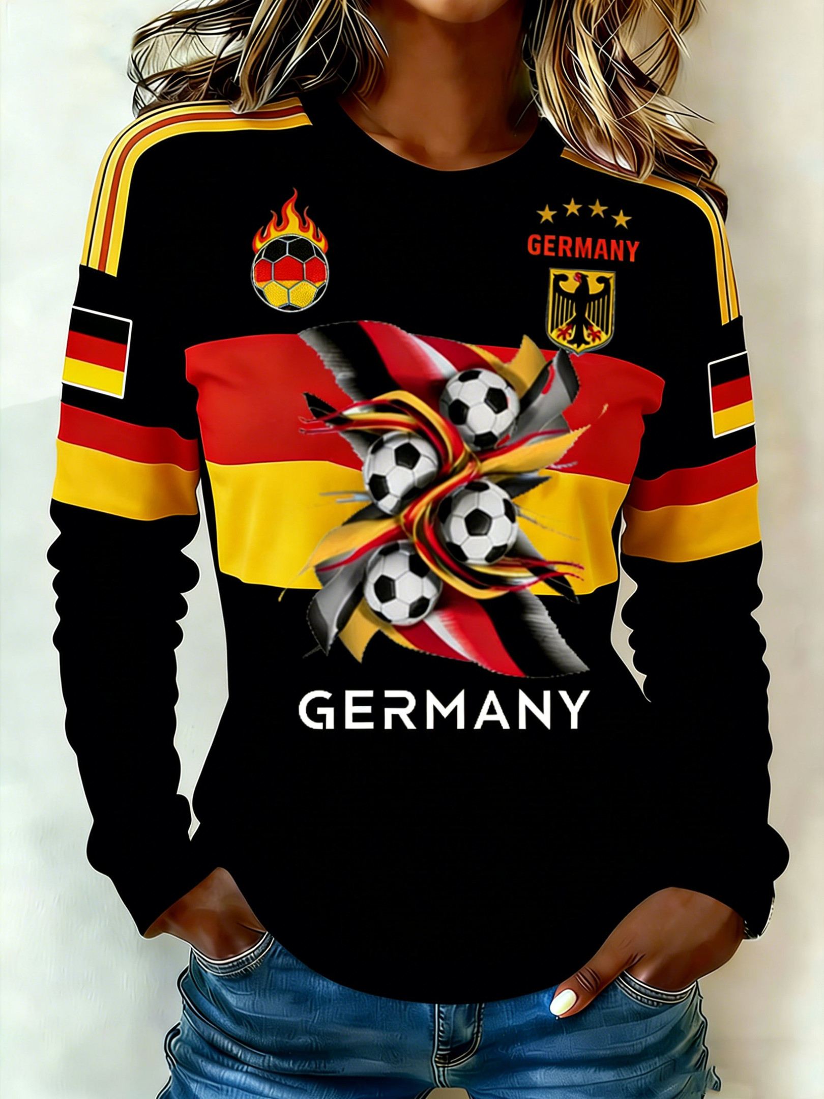 German World Cup 2026 Long Sleeve Shirt Black Germany National Football Team Shirt Gifts For Her German World Cup 2026 Long Sleeve Shirt Black Germany National Football Team Shirt Gifts For Her