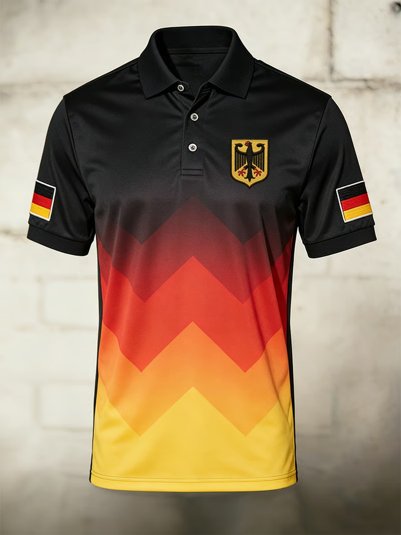 Germany Deutschland World Cup 2026 Polo Shirt Zigzag Gradient Flag Soccer Fan Gift For Fans