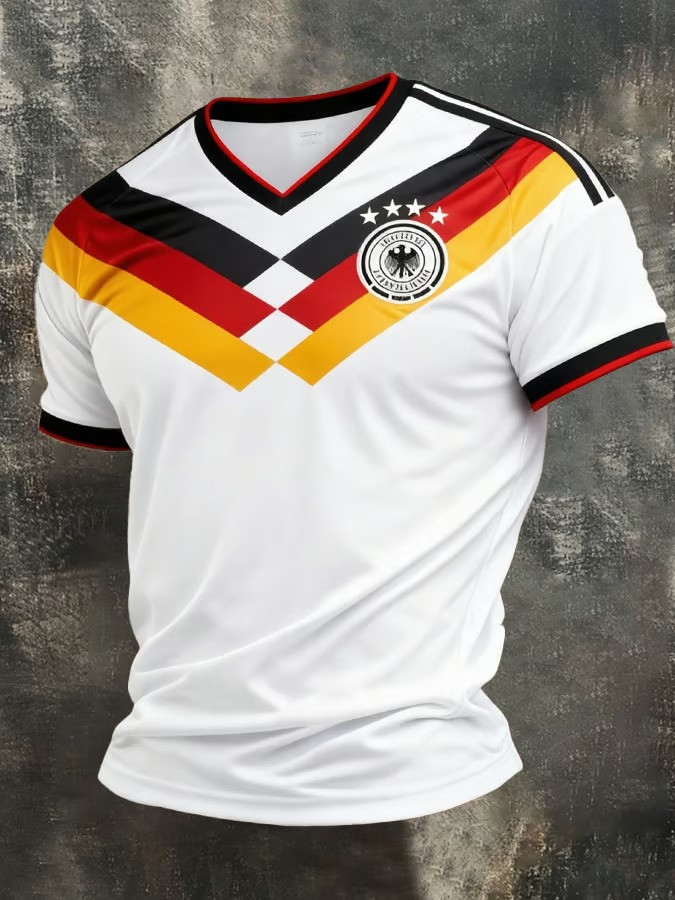 Germany Deutschland World Cup 2026 V-Neck T-Shirt Chevron Soccer Fan Clothing Gift For Fans