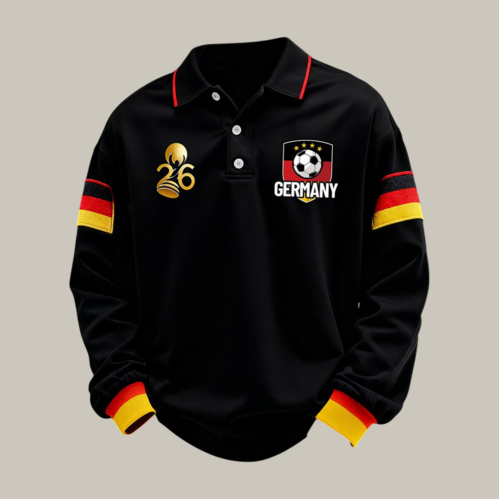 Germany FIFA World Cup 2026 Polo Long Sleeve Shirt Soccer Apparel 2026 World Cup Gear