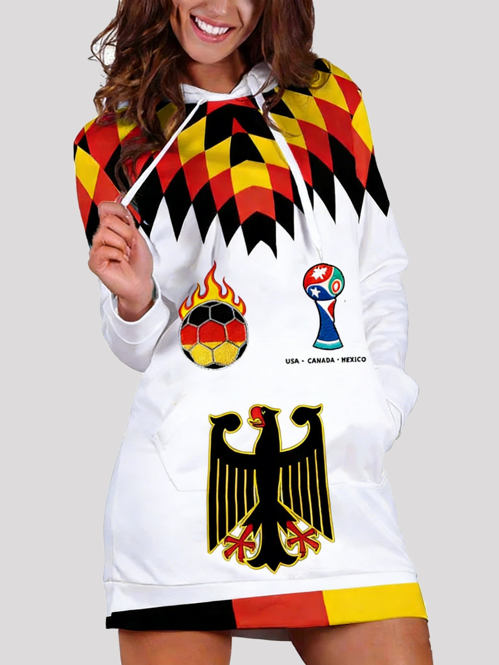 Germany Football World Cup 2026 Hoodie Dress For Women's Gifts For Germany Football Fans