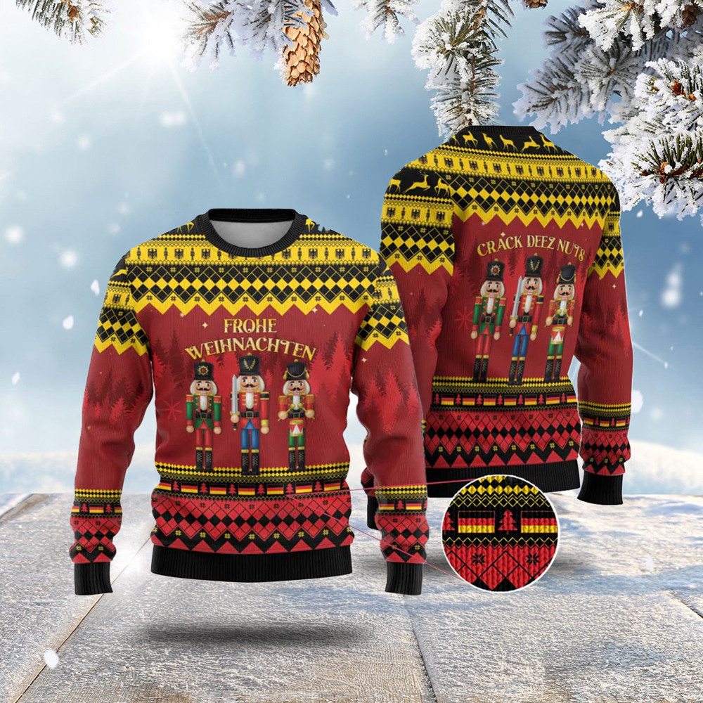 Germany Nussknacker Christmas Ugly Christmas Sweater Crack Deez Nuts