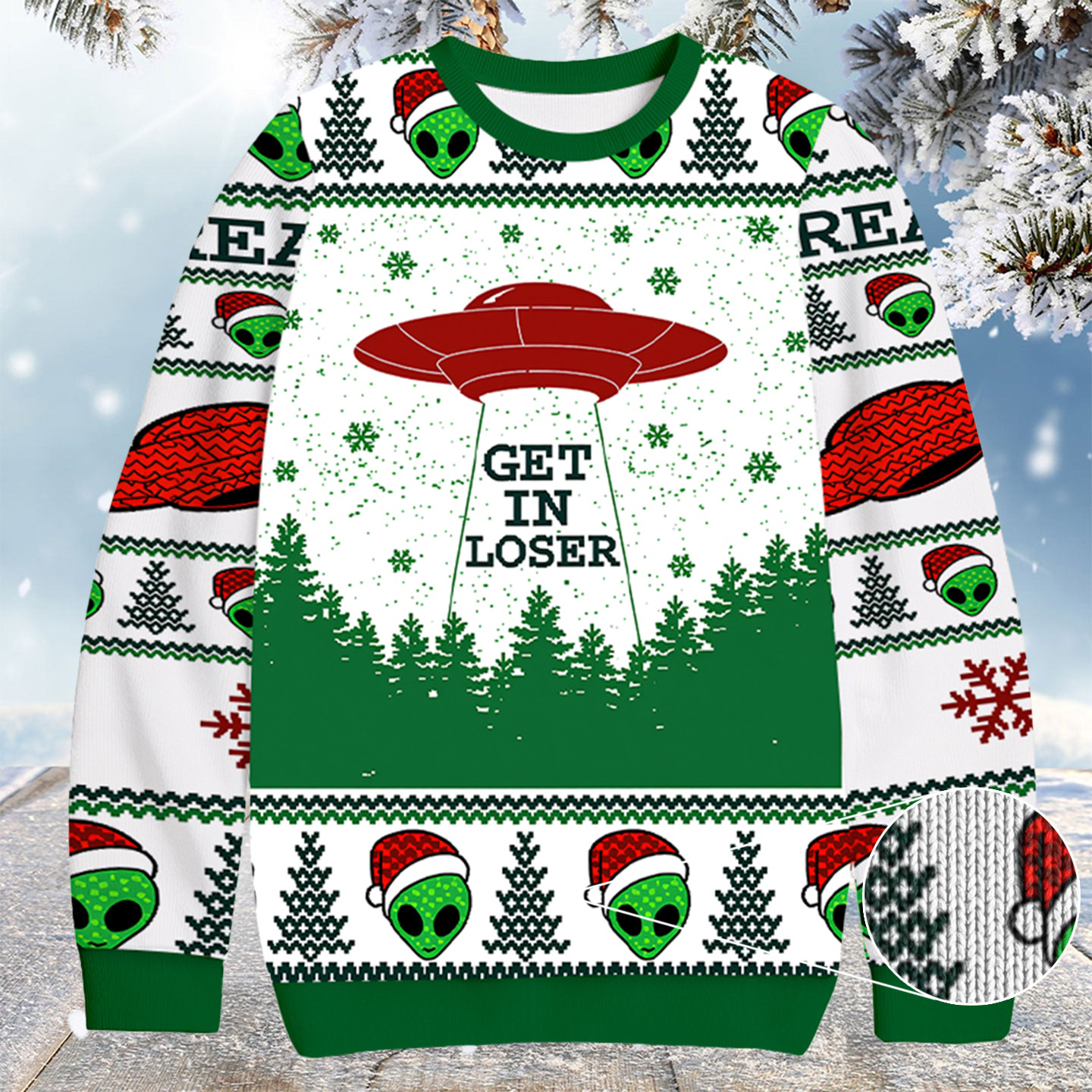 Get In Loser Alien Christmas Ugly Sweater Cool Xmas Clothing Alien Christmas Gift