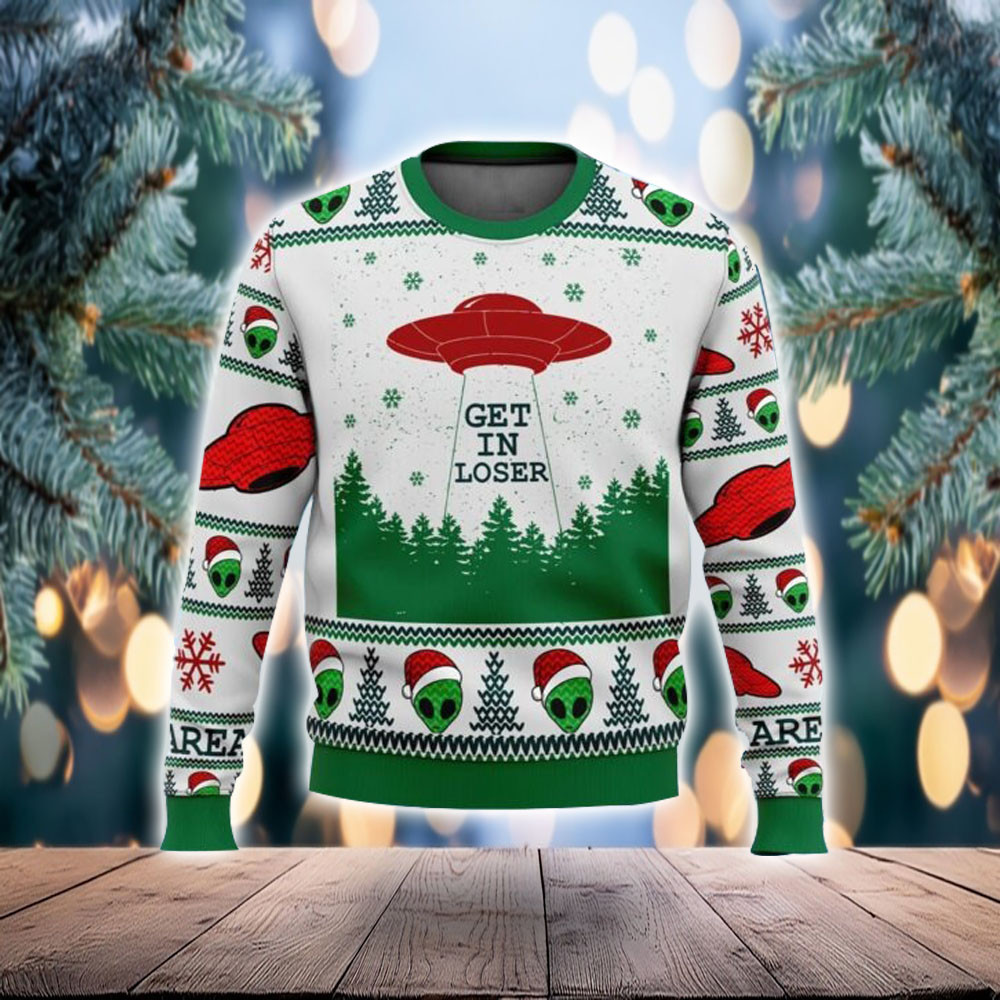 Get In Loser Alien Christmas Ugly Sweater Funny Xmas Sweater For Friends