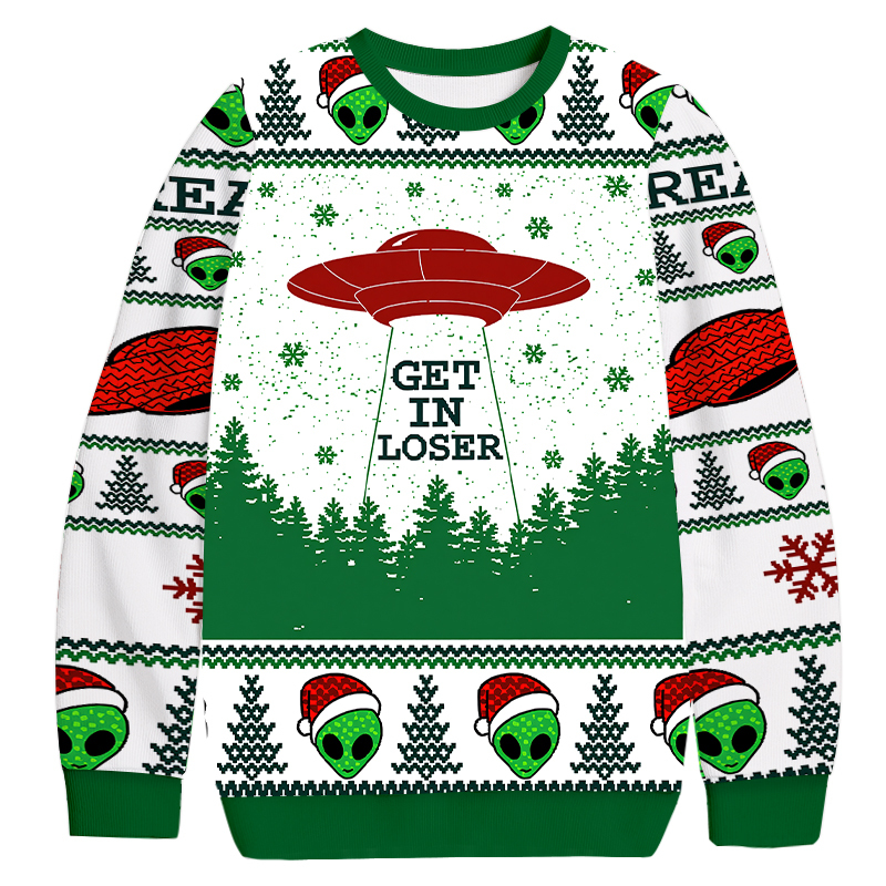 Get In Loser Alien Christmas Ugly Sweatshirt Christmas Gift For Friends
