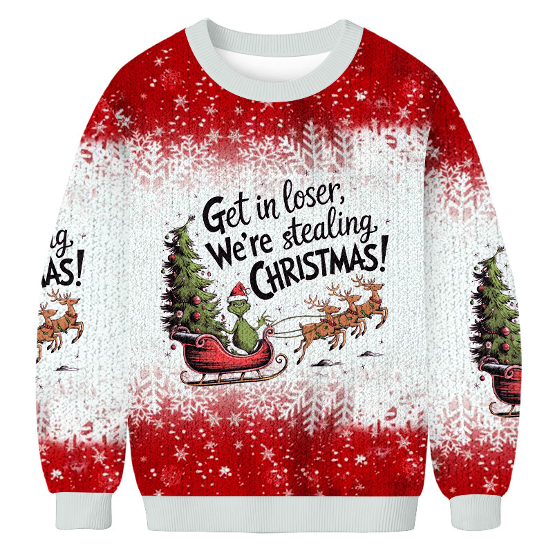 Get In Loser We're Stealing Christmas Ugly Sweater Festive Wear Xmas Apparel Secret Santa Gifts