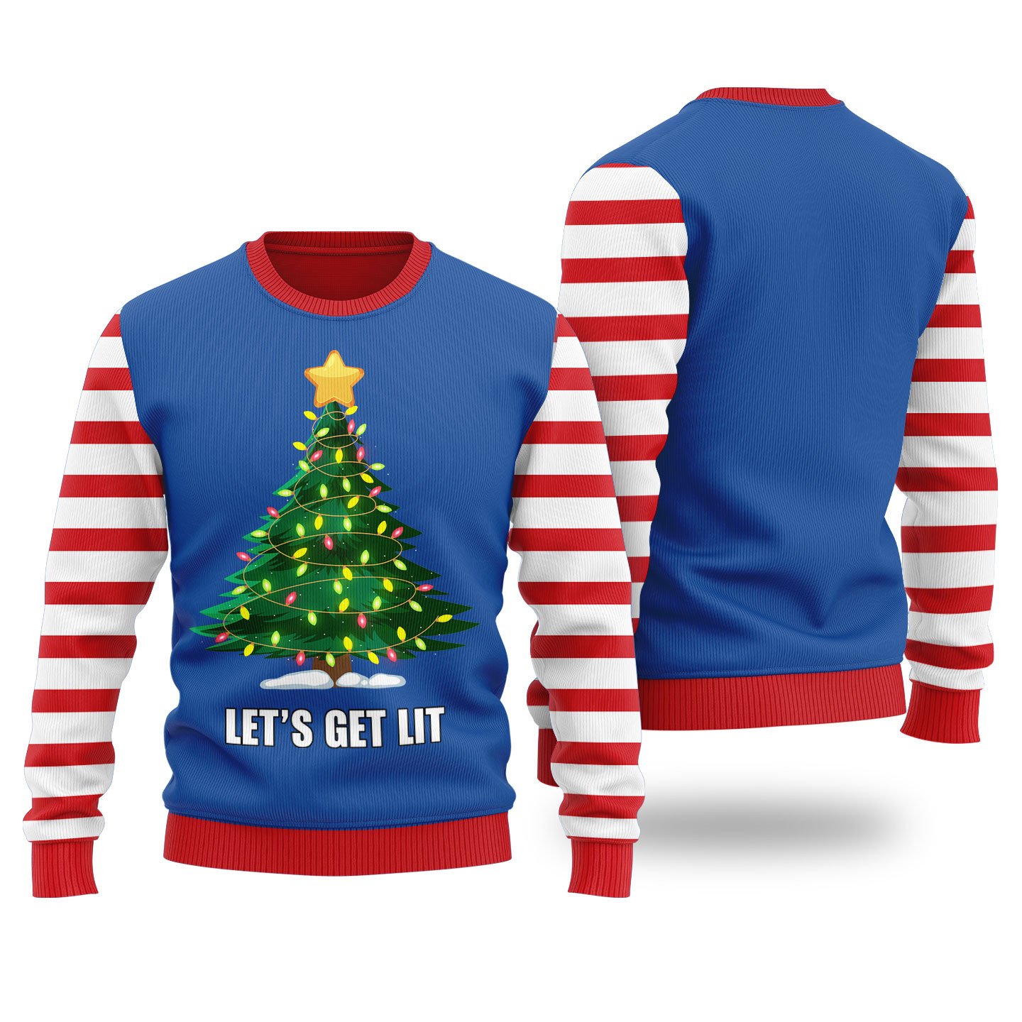 Get Lit Christmas Sweater Christmas Sweater Men Personalized Christmas Sweatshirt Gift for Family