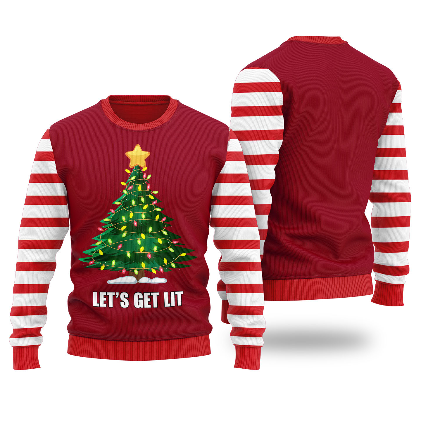Get Lit Christmas Sweater Womens Ugly Sweater Custom Christmas Sweatshirt for Family Matching