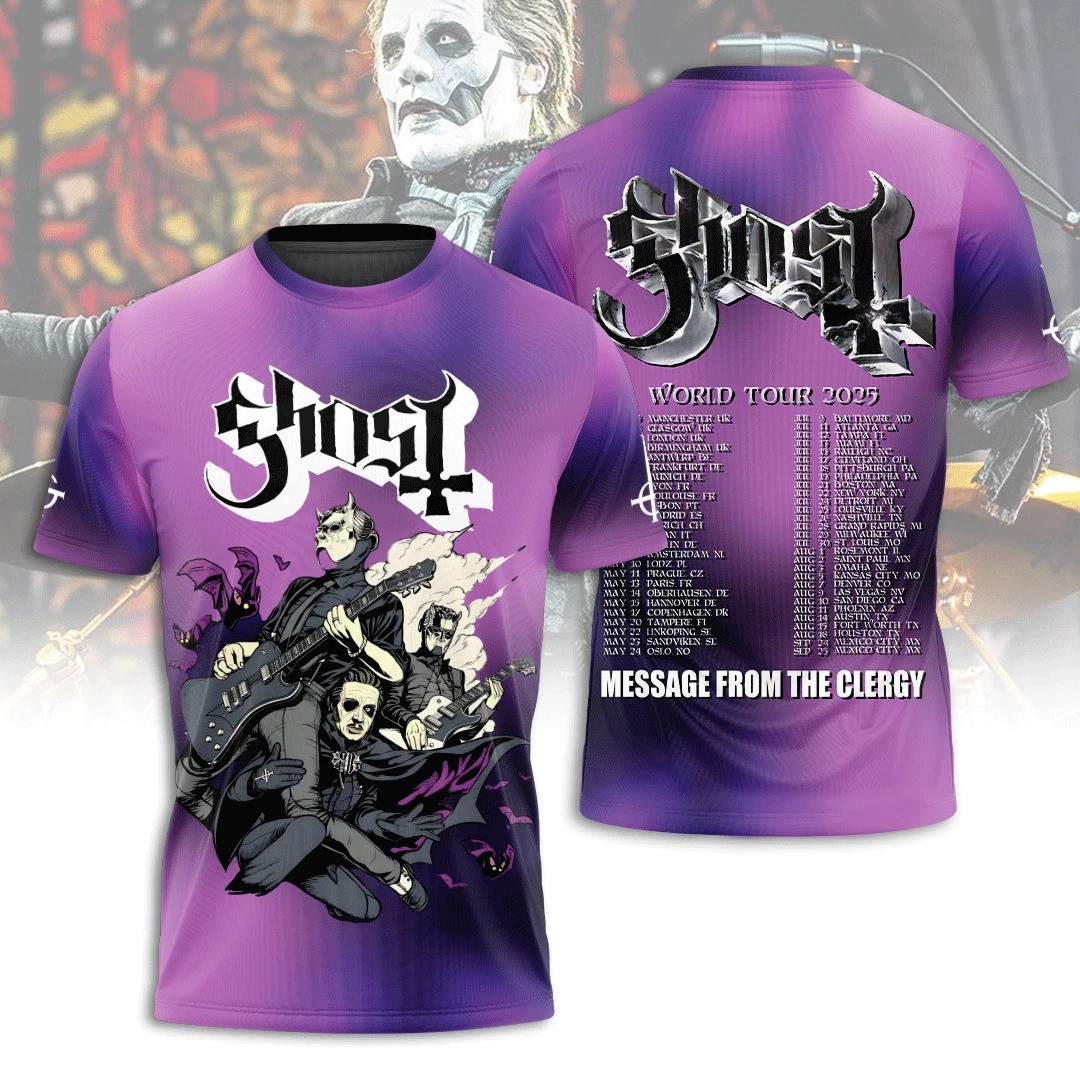 Ghost Band Skeletour World Tour 2025 3D T-shirt Gifts For Rock Band Fans