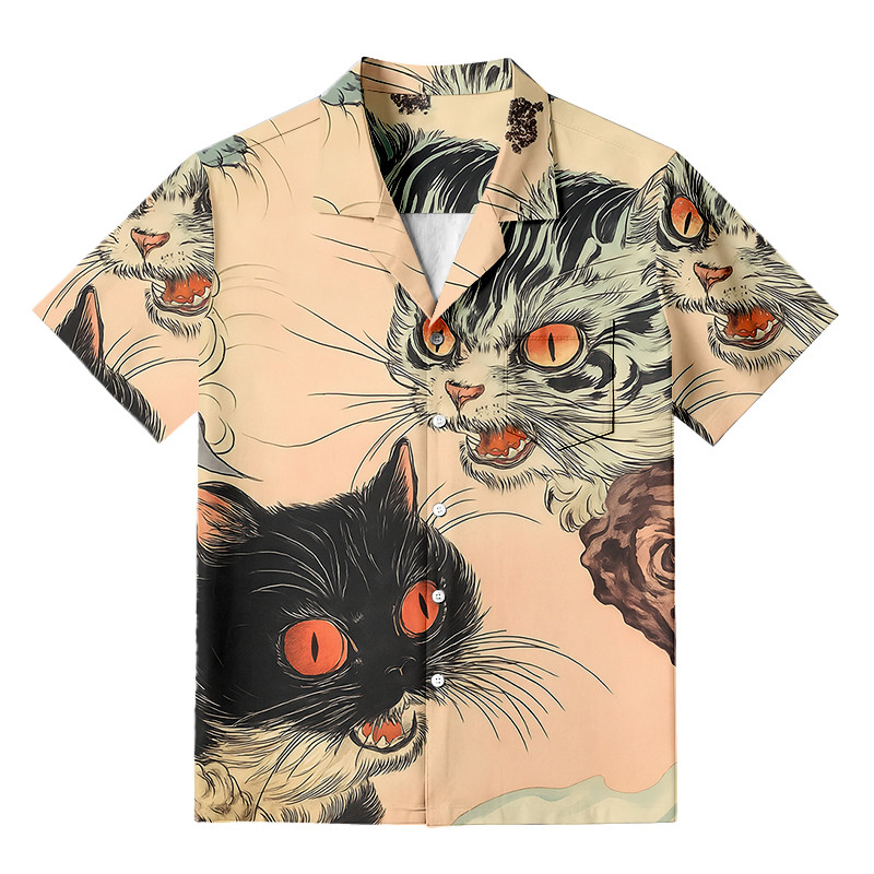 Ghost Cat Riot Hawaiian Shirt Mythology Shirt Christmas Gifts For Cat Lovers