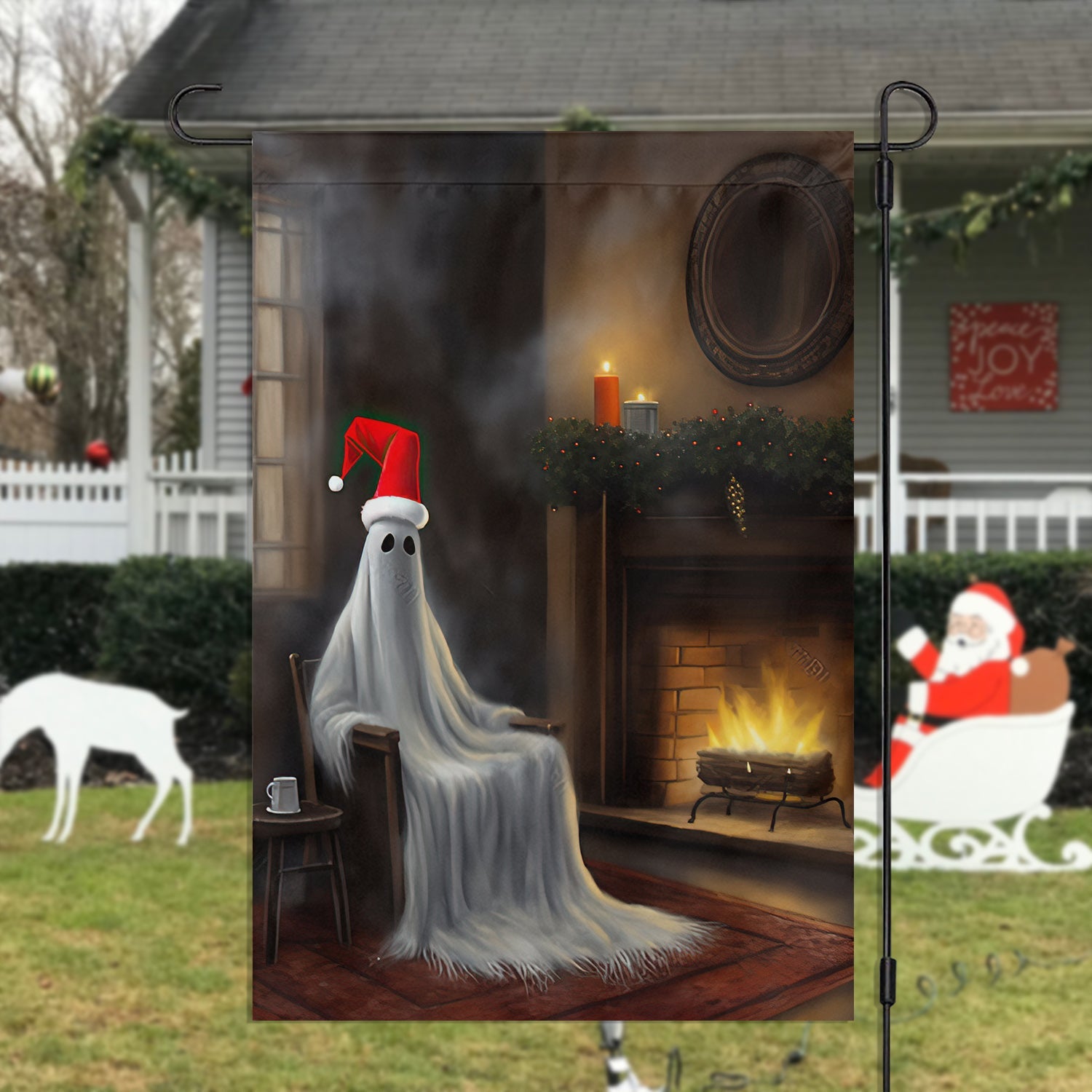 Ghost Come Here Sit Down Xmas Garden Flag Christmas Flag Gift For Ghost Lovers