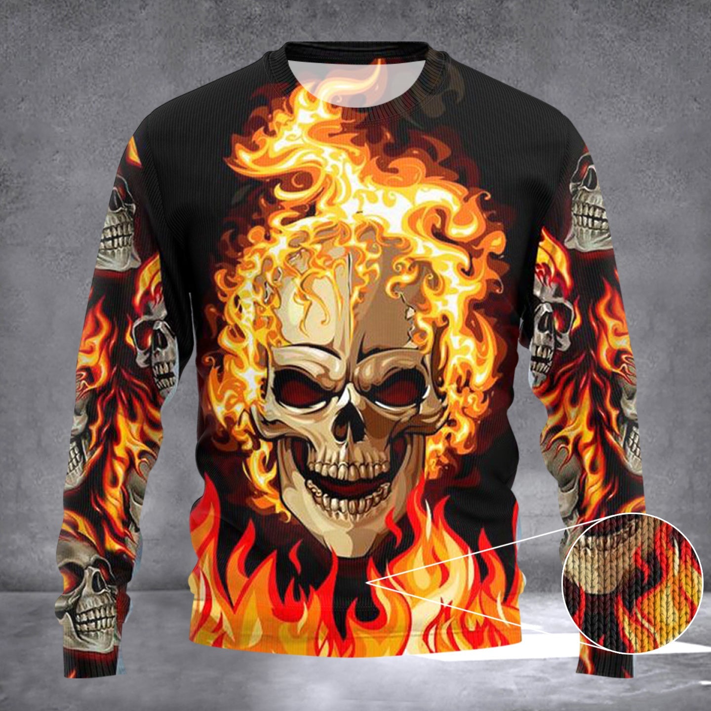 Ghost Fire Skull Sweatshirt 3D Design Horror Clothing Gifts For Husband Ghost Fire Skull Sweatshirt 3D Design Horror Clothing Gifts For Husband