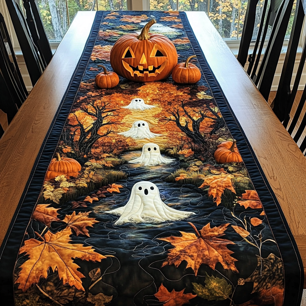 Ghost Garden Quilted Table Runner Fall Table Runner Fall Halloween Table Decor