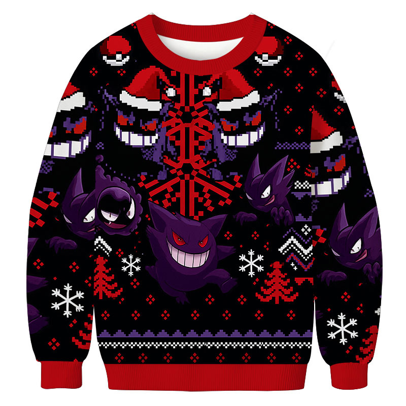 Ghost Gengar Ghastly Pokemon Christmas Ugly Sweatshirt Christmas Gift For Friends