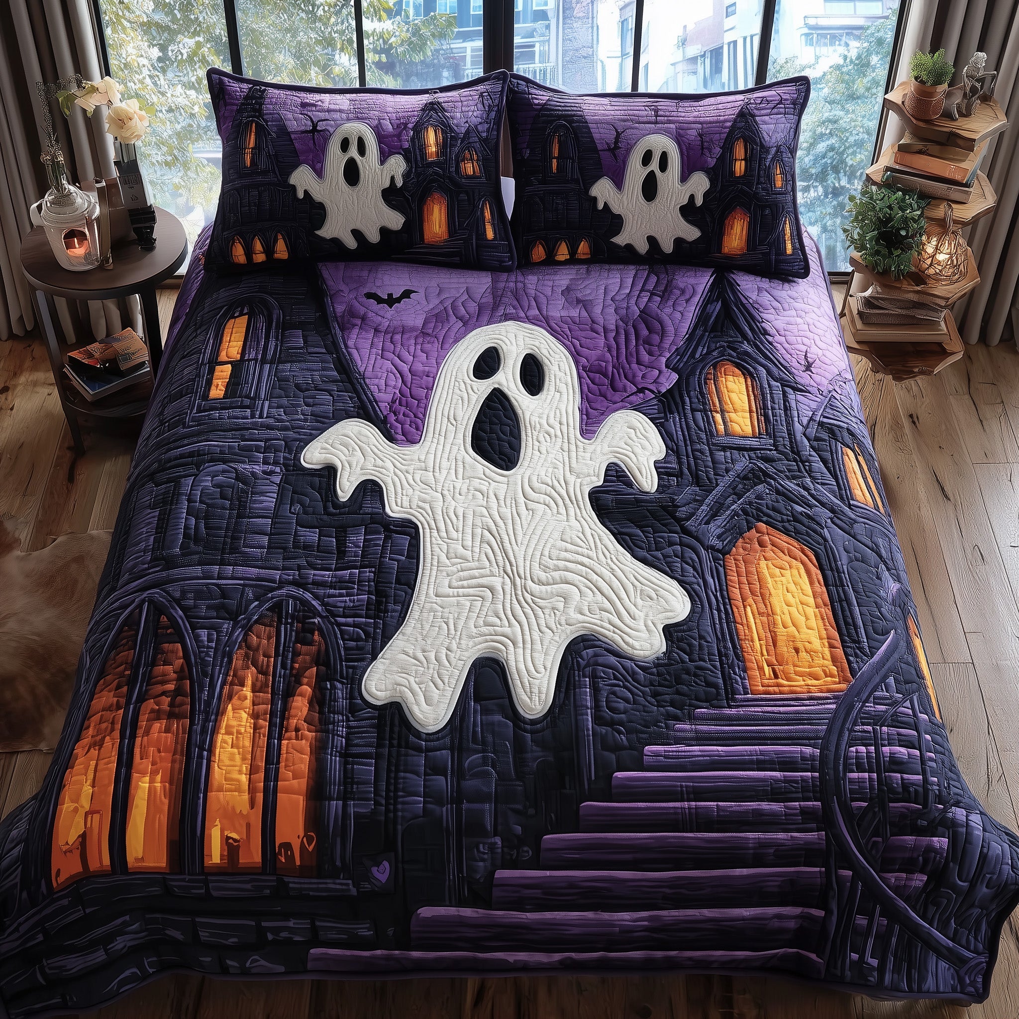 Ghost Manor Quilted Bedding Set For Kids
