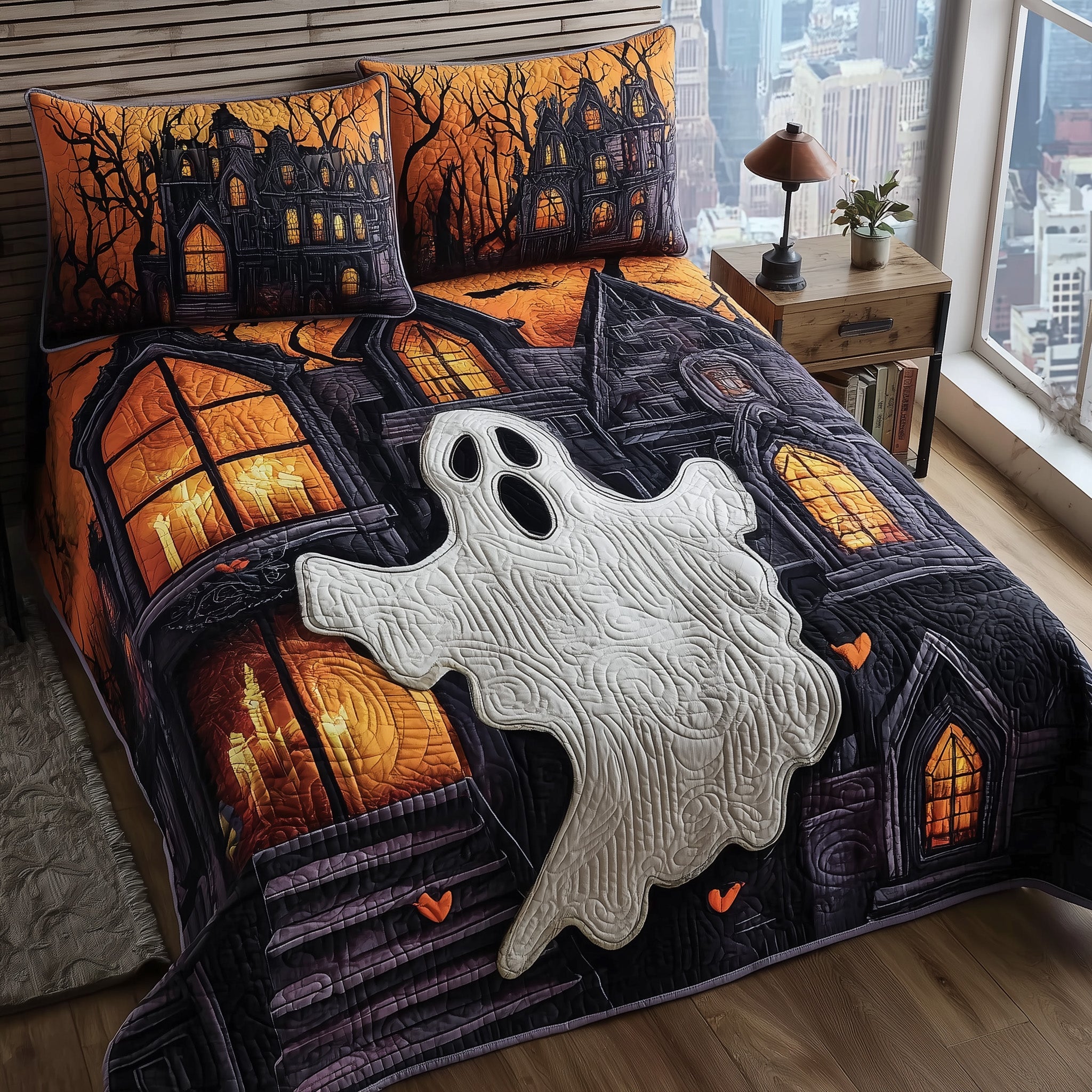 Ghost Manor Quilted Bedding Set For Women