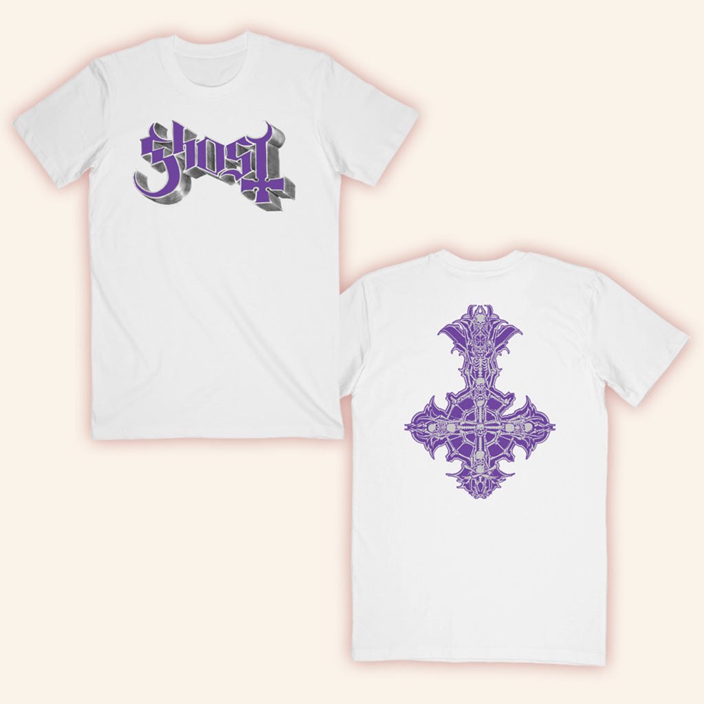 Ghost Merch Skeleta 2025 Chrome And Purple Skeleta T-Shirt Gifts For Music Fans Ghost Merch Skeleta 2025 Chrome And Purple Skeleta T-Shirt Gifts For Music Fans