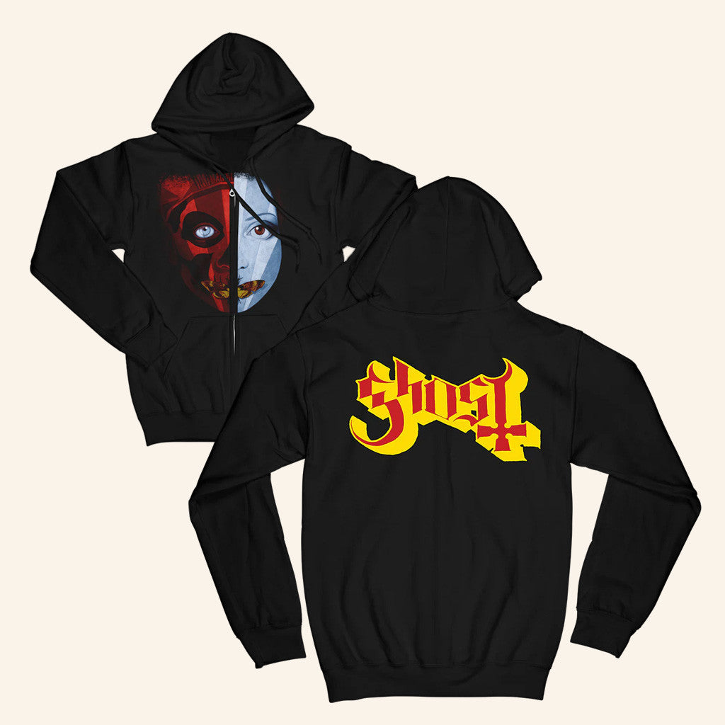 Ghost Merch Split Face Zip Hoodie Gift Ideas For Husband Ghost Merch Split Face Zip Hoodie Gift Ideas For Husband