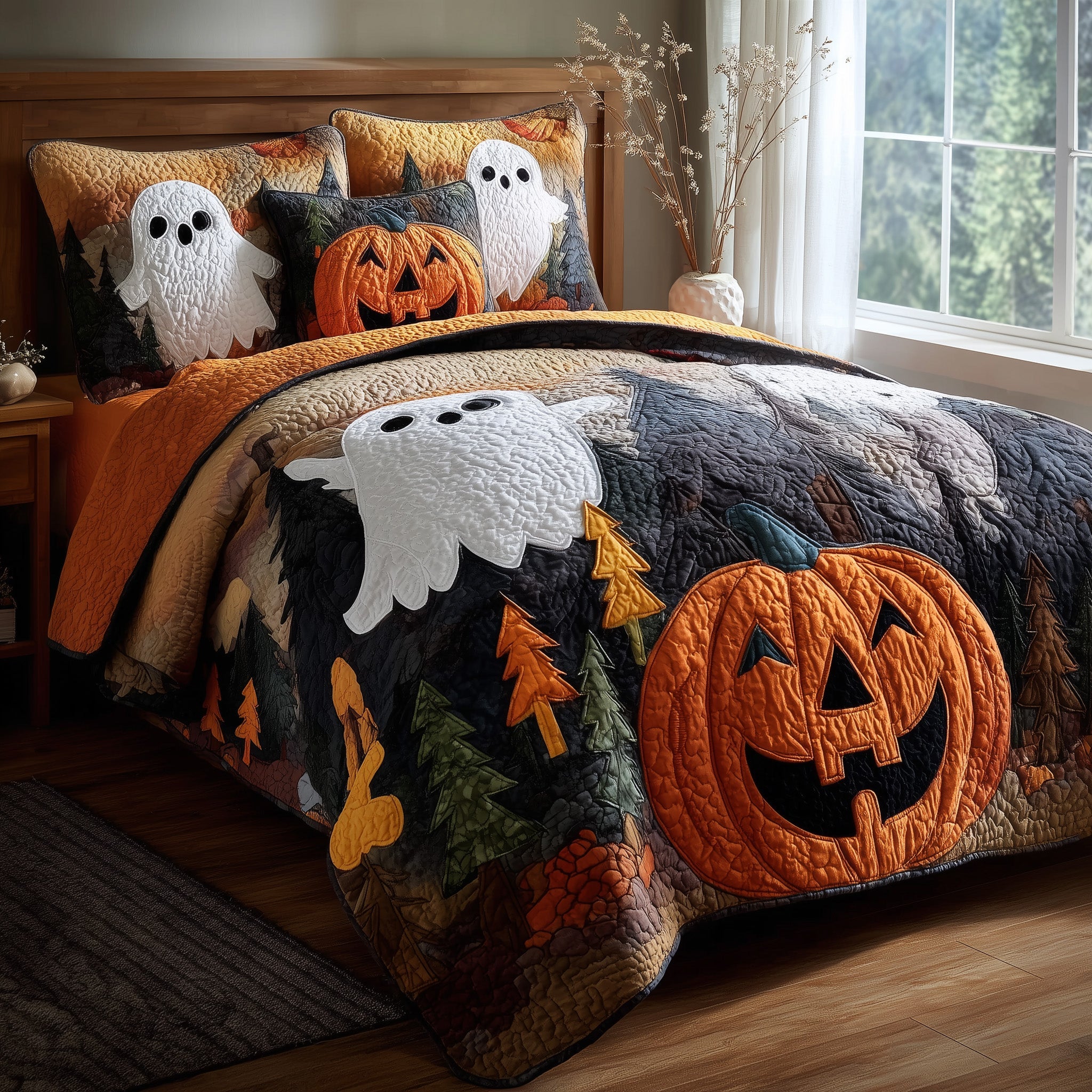 Ghost Parade Quilted Bedding Set Cotton Sateen