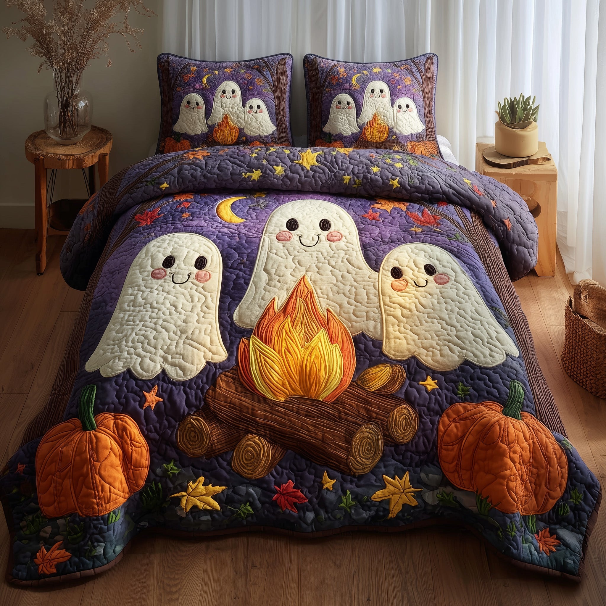 Ghost Parade Quilted Bedding Set Holiday Gift