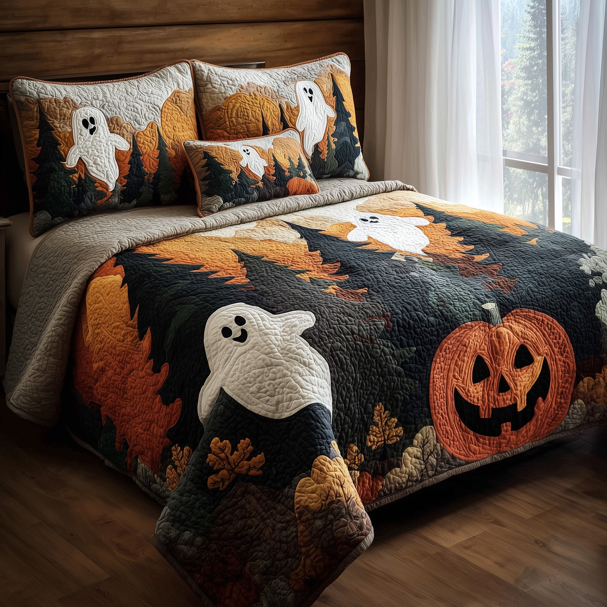 Ghost Parade Quilted Bedding Set Linen Blend