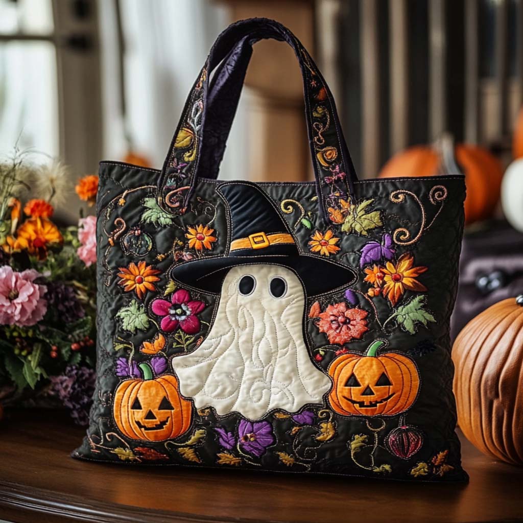 Ghost Parade Quilted Tote Bag Halloween Gift Ideas For Adults