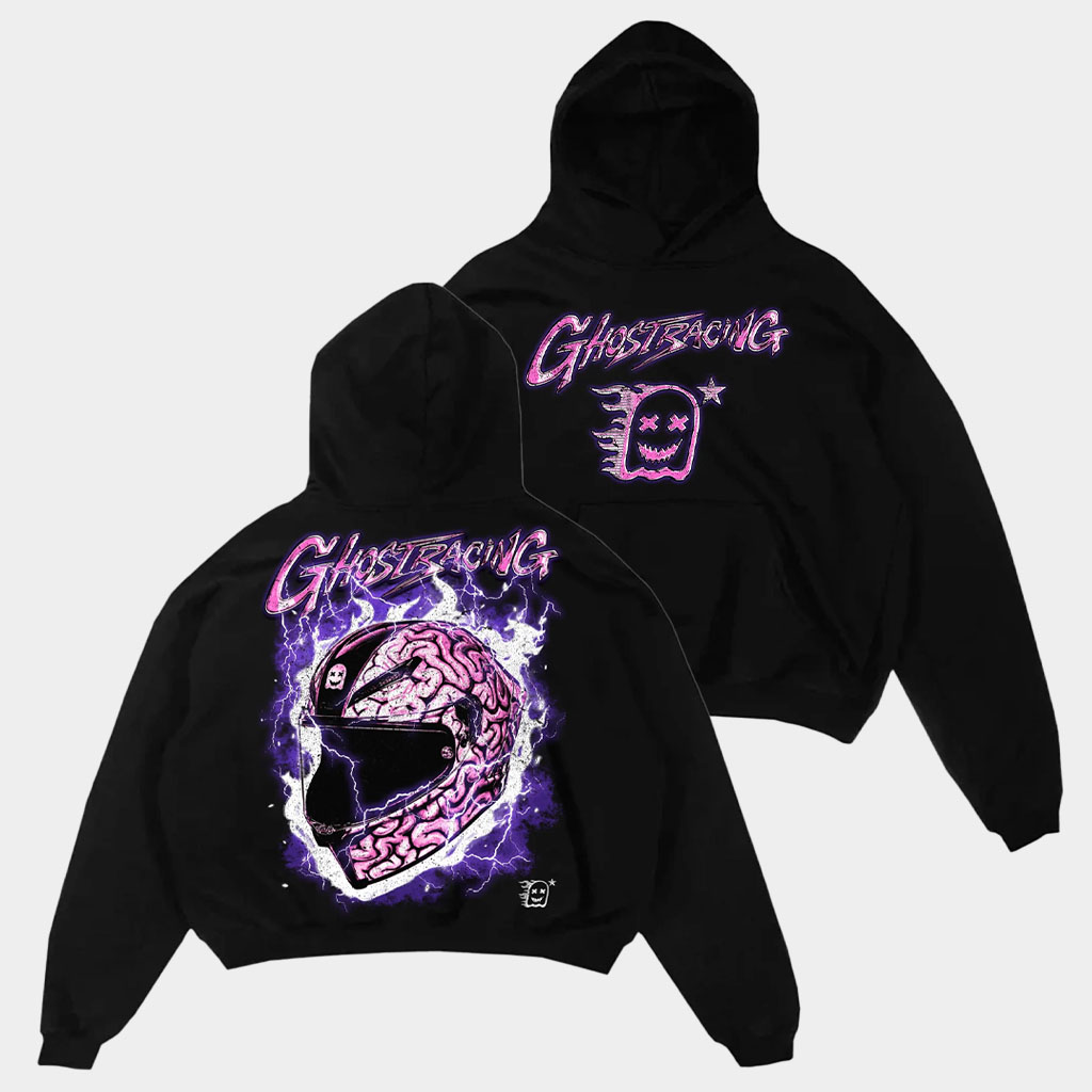 Ghost Racing Merch Big Brain Pink Hoodie Black Gift Ideas For Husband