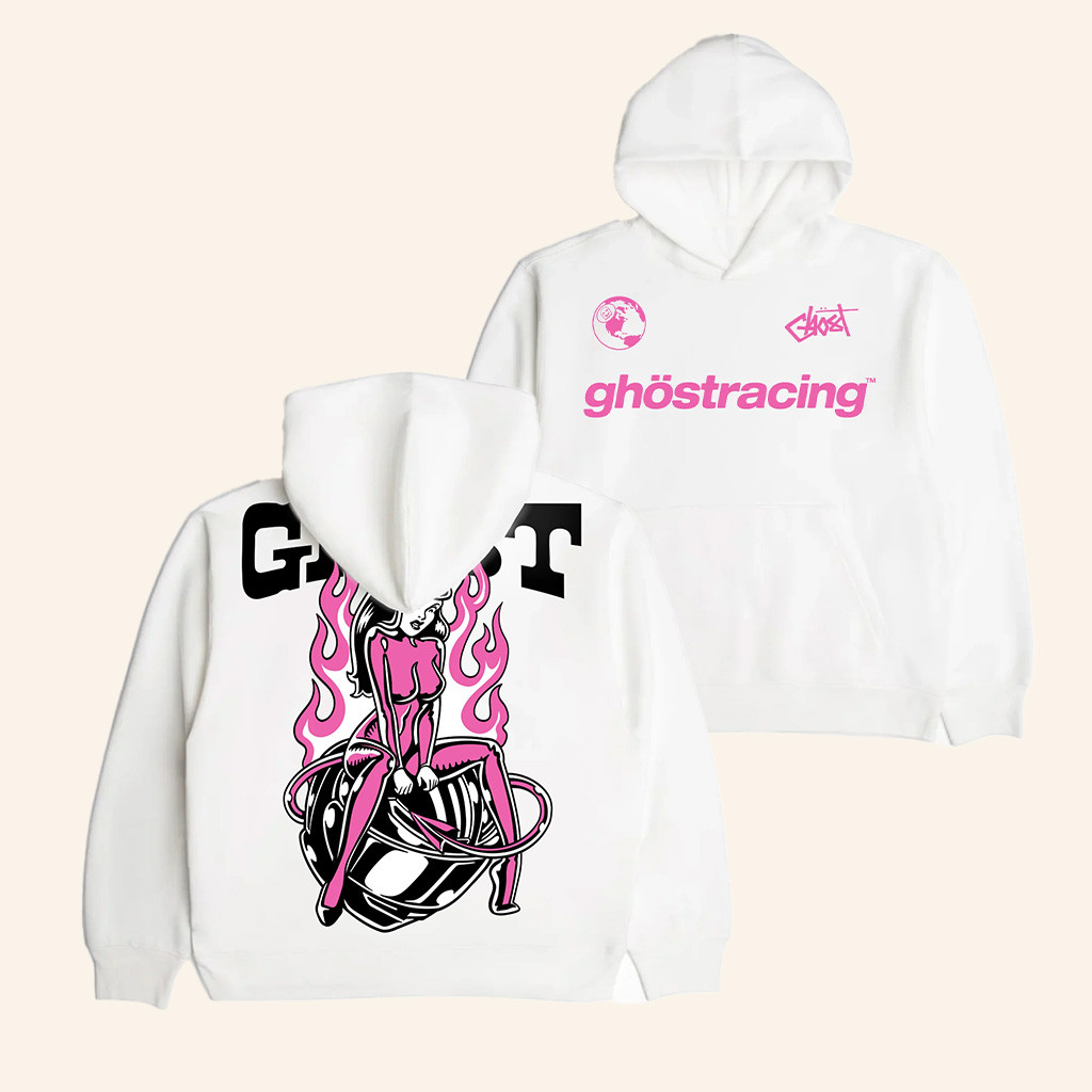 Ghost Racing Merch Ghost Girl Pink Hoodie Best Gifts For Racing Lovers