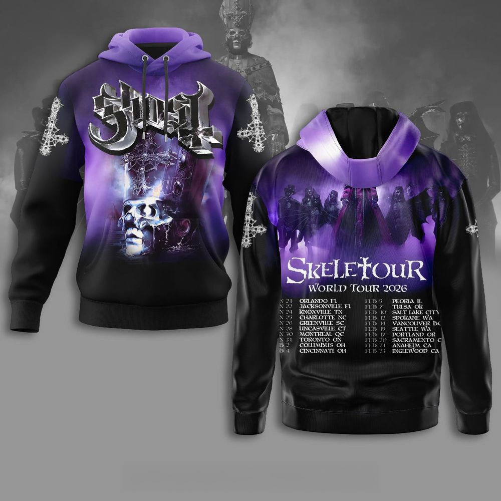 Ghost Skeletour World Tour 2026 Hoodie Ghost Merch Presents For Music Lovers