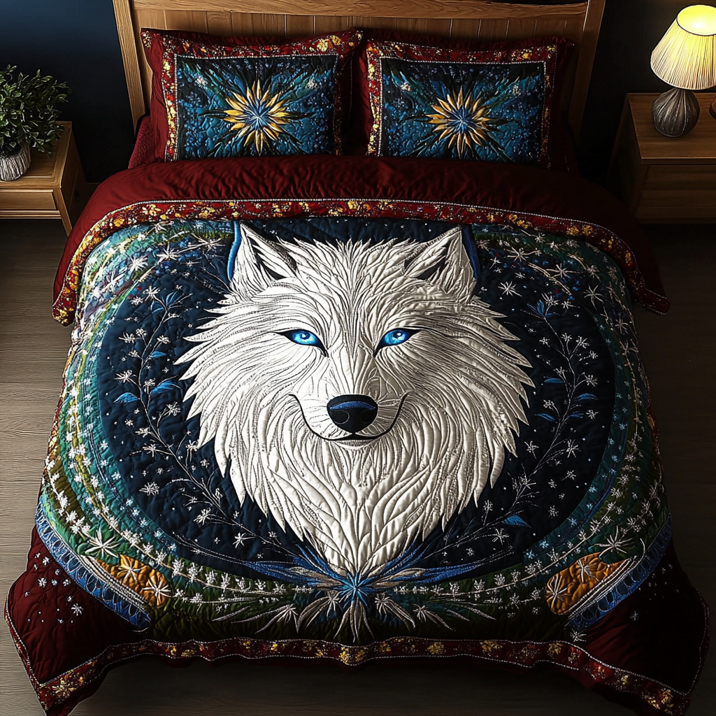 Ghost Wolf Quilted Bedding Set Christmas Bedding Sets Great Wolf Lover Gift Ideas