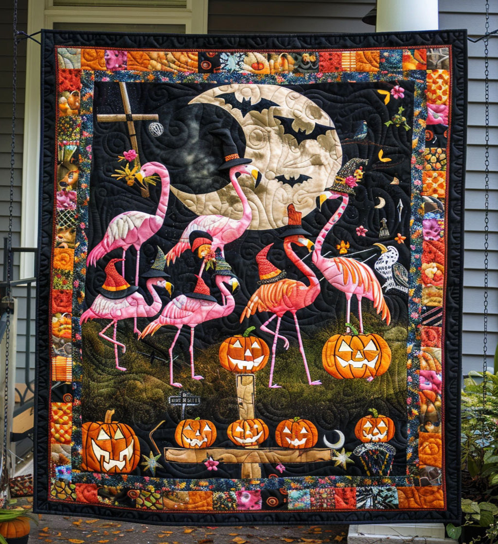 Ghostly Flamingos Quilted Blanket Flamingo Gifts For Ladies