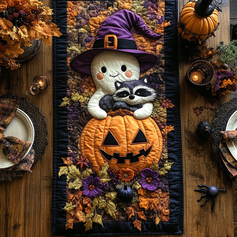 Ghostly Glow Quilted Table Runner Spooky Runners Gothic Halloween Table Decor