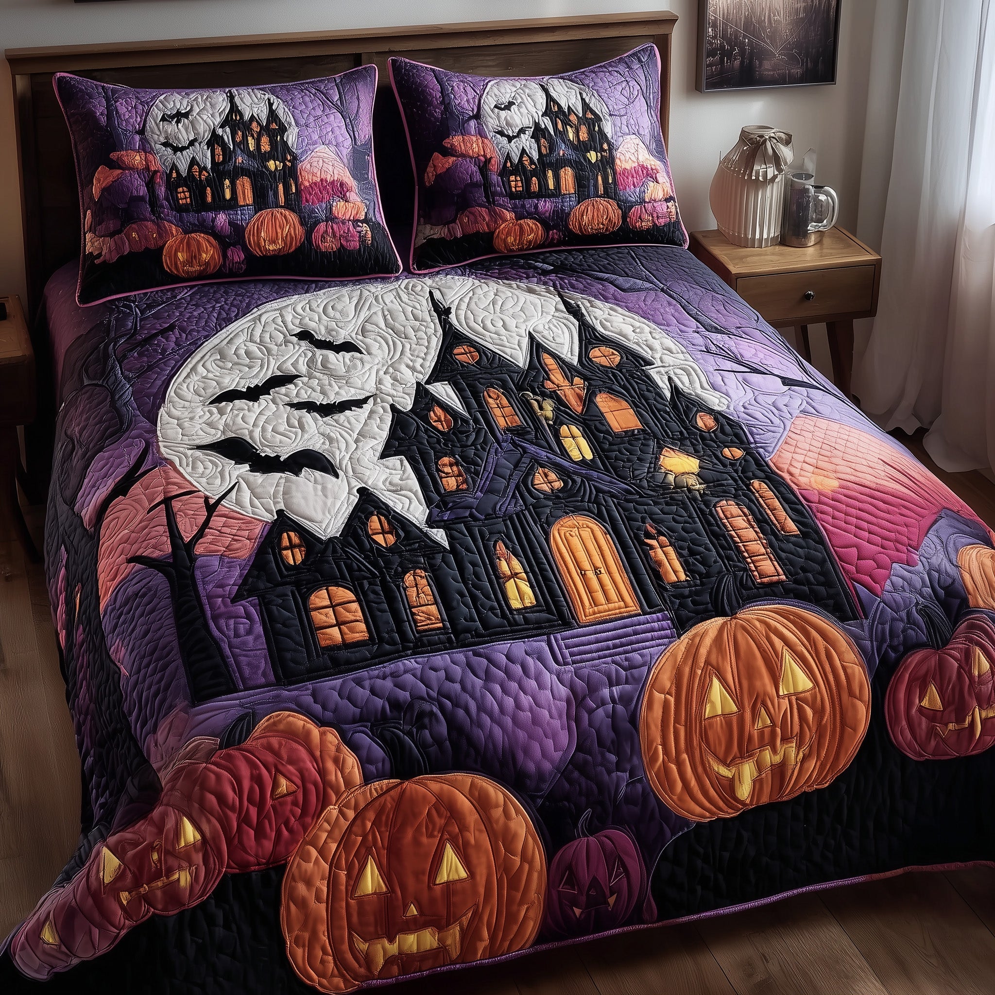 Ghostly Nights Quilted Bedding Set Hypoallergenic