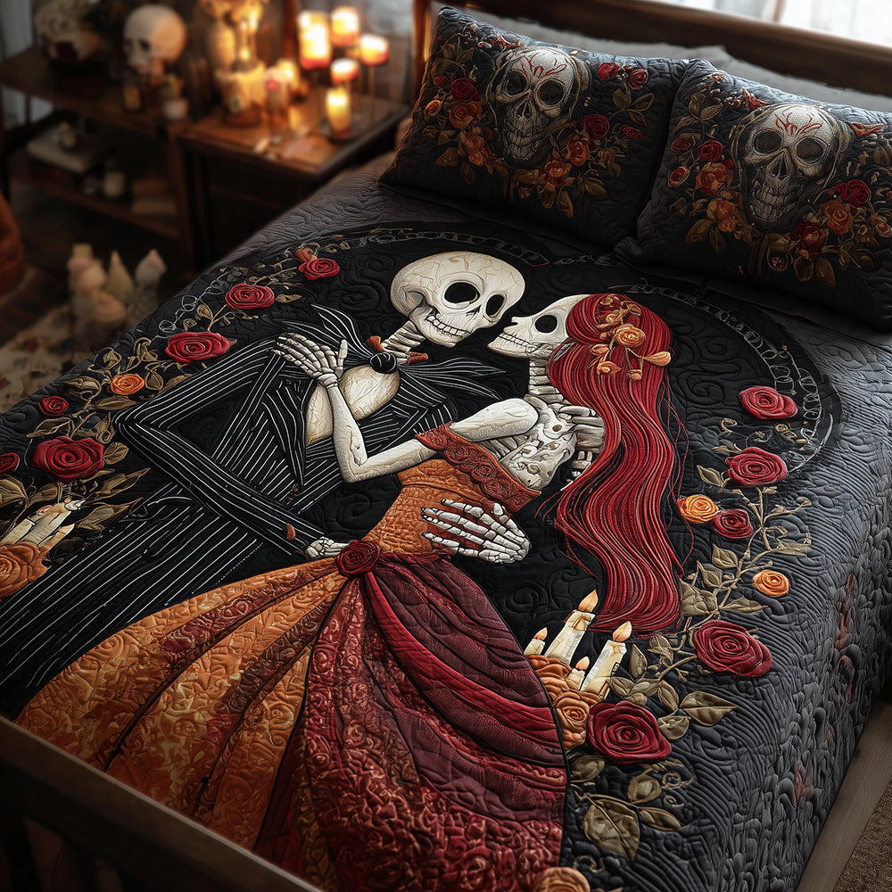 Ghostly Romance Quilted Bedding Set Halloween Sheet Set Gift Ideas For Family
