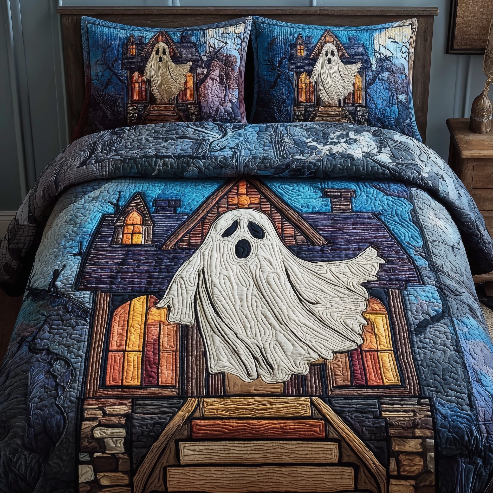 Ghostly Slumber Quilted Bedding Set Bohemian Vibe