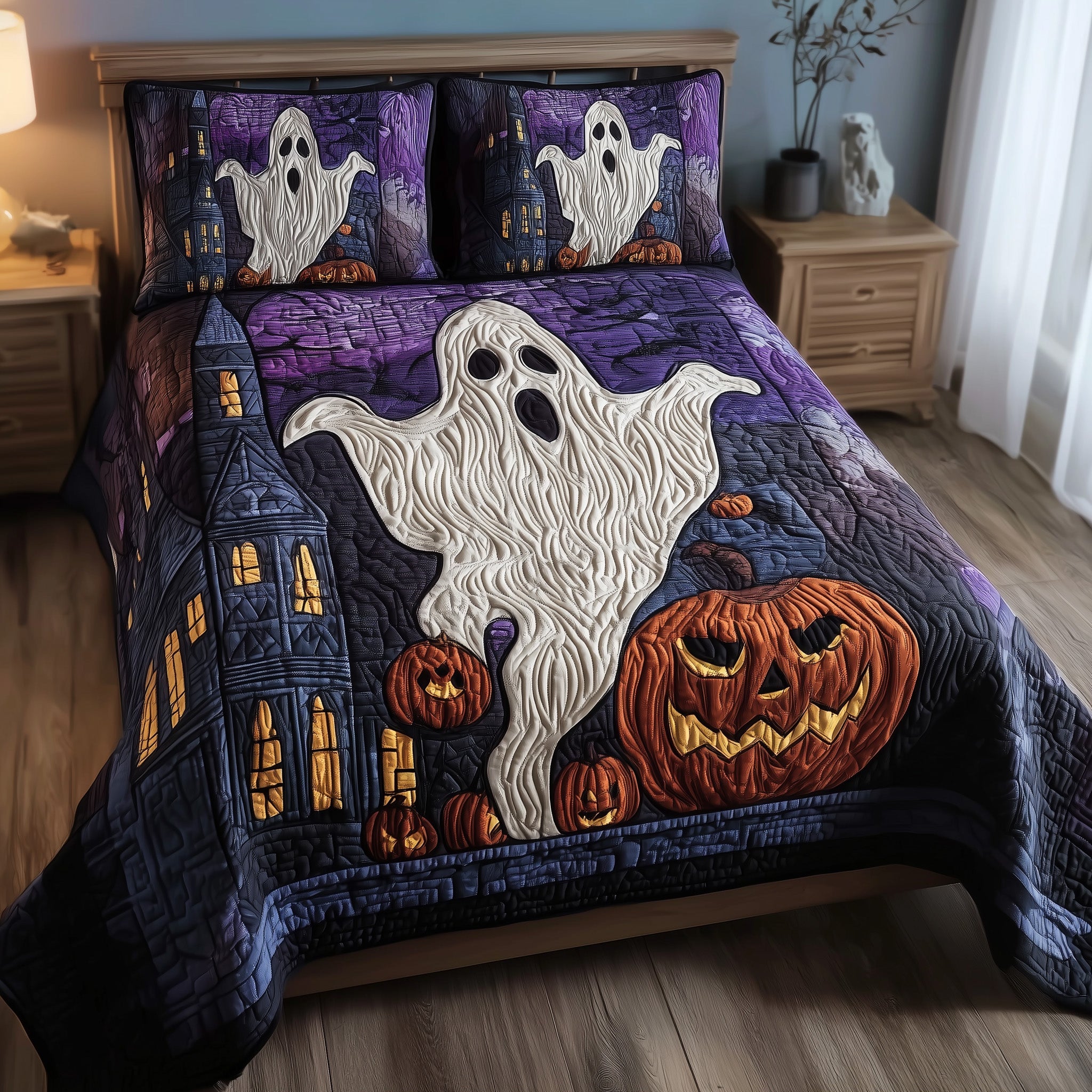Ghostly Slumber Quilted Bedding Set Modern Design
