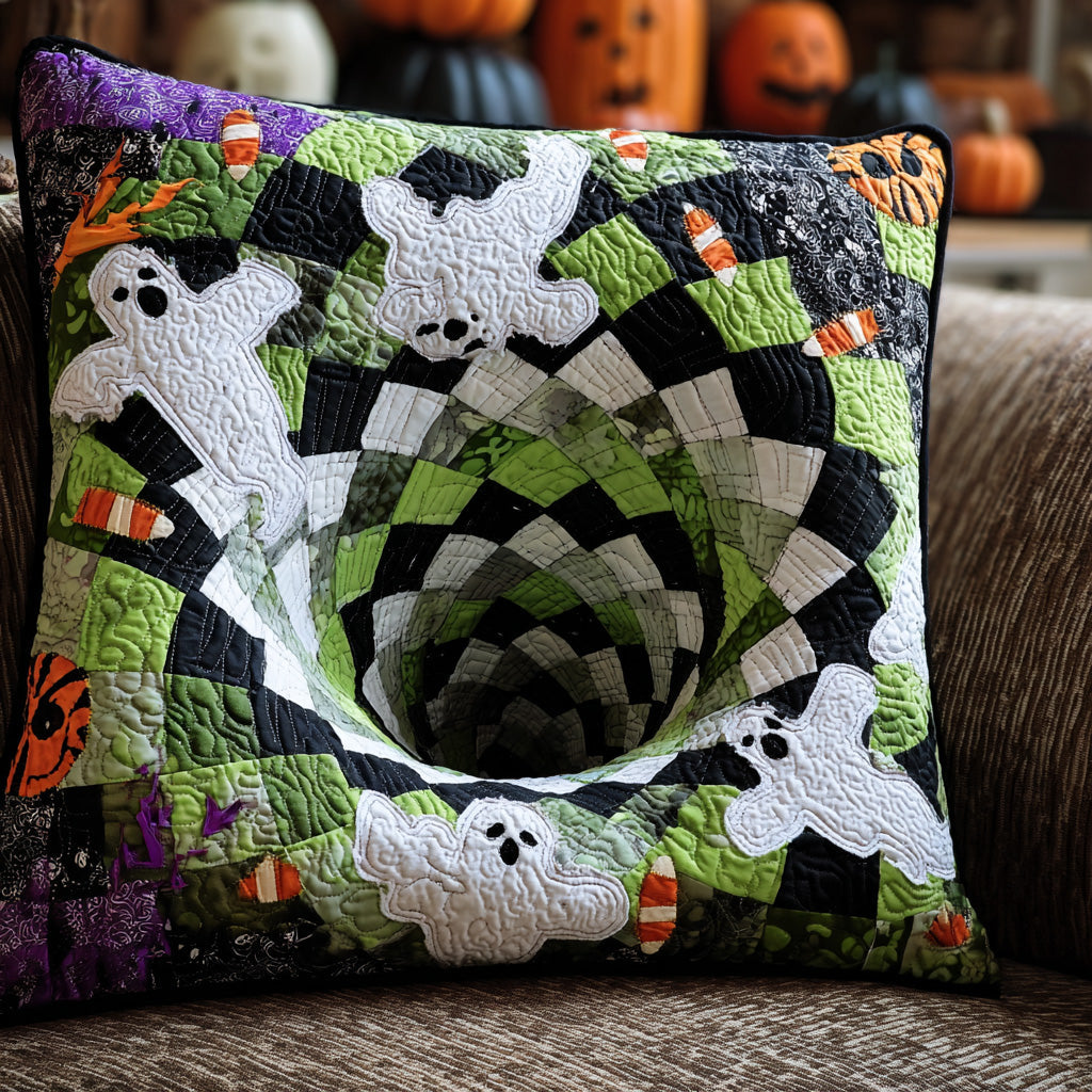 Ghostly Vortex Quilted Pillow Case Holiday Pillow Covers Gift For Halloween