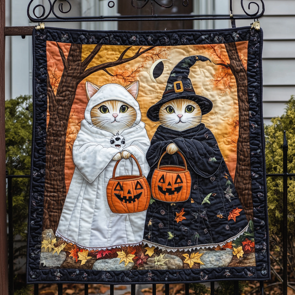 Ghostly Whispers Quilted Blanket Gifts For Cat Owners